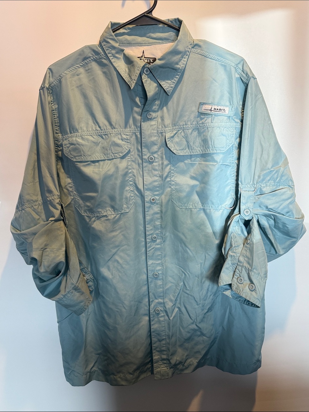 Habit Men's Long-Sleeve Fishing Shirt - Light Blue Size: M